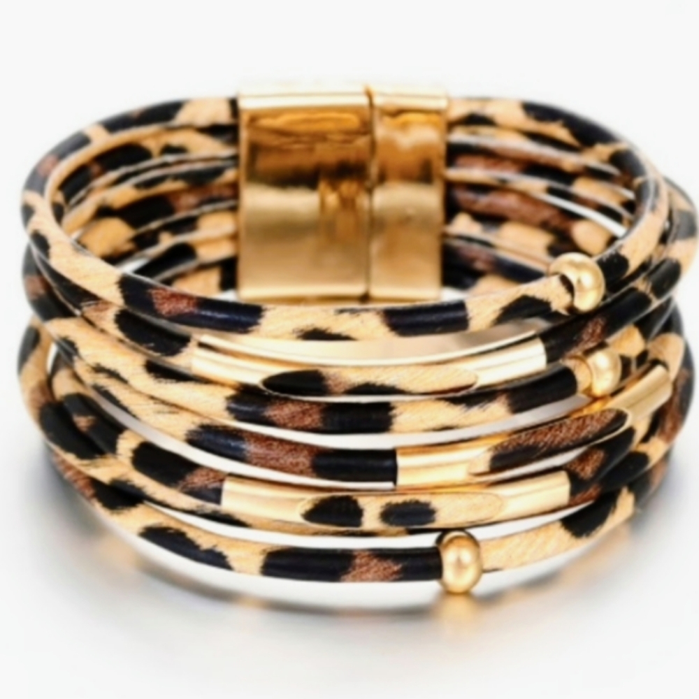 Leopard Wrap Bangle Bracelet